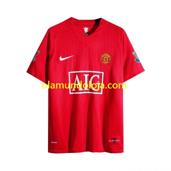 Camisola Manchester United 2007 Retro Homem Equipamento Primeiro Manga Comprida